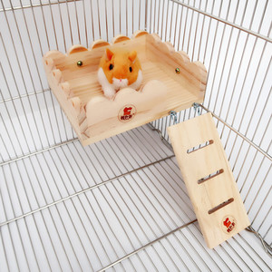 Piattaforma Giocattolo per Animali Domestici in Legno Naturale, Colore Originale, Decorativa, Accessorio per Gabbie di Criceti e Piccoli Animali - Product Image 1