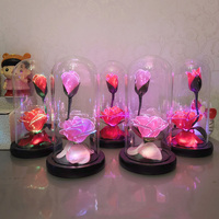 Galaxy Rose Nhân Tạo Vàng Rose Flower Nhựa Đầy Màu Sắc Rose LED Ánh Sáng Cho Ngày Valentine Của Mẹ Của Ngày Quà Tặng Đám Cưới