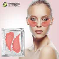 Patchs anti-rides pour les yeux végétaliens biologiques de marque privée masque pour les yeux hydratant en forme d'aile de collagène en cristal avec coussinets de gel sous forme de feuille
