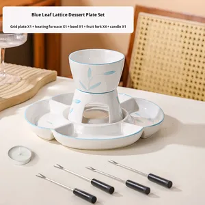 Set per Fonduta di Formaggio e <span class=keywords><strong>Cioccolato</strong></span> Fai-da-Te in Porcellana Bianca Pura, Ecologico, 1-2L, con Vassoio per Vino e Gelato, Bicchieri Haagen-Dazs - Product Image 6