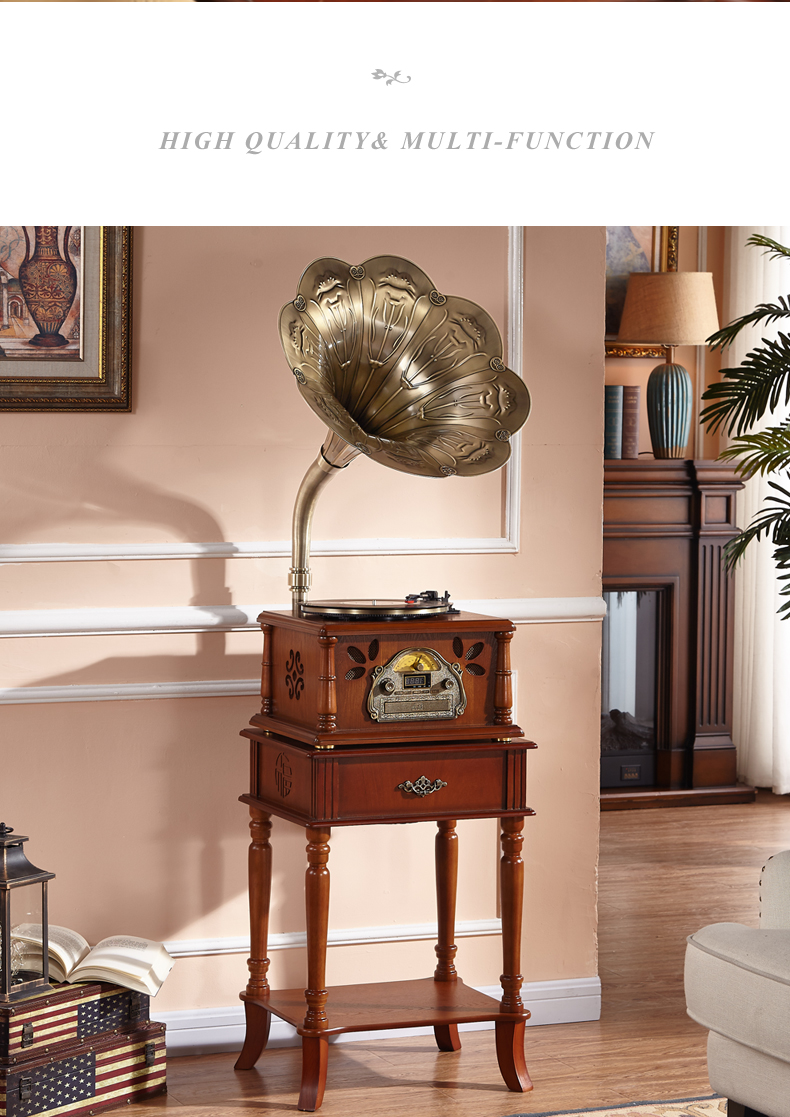 Classic Solid wooden base Radio Record Player Vinyl record player Gramophone phonograph