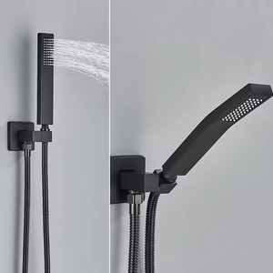 Robinet <span class=keywords><strong>de</strong></span> douche mural noir mat pour salle <span class=keywords><strong>de</strong></span> bain, mitigeur eau chaude/froide avec jet <span class=keywords><strong>de</strong></span> pluie <span class=keywords><strong>de</strong></span> 8/10/12/<span class=keywords><strong>16</strong></span> pouces et douchette à main - Product Image 4
