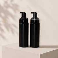 50ml 80ml 100ml 120ml 150ml Luxe Noir Mat Surface Pet Visage Nettoyant Liquide Moussant Mousse Pompe Bouteille Noir Mousse Bouteille