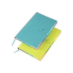 PU หนัง Bound Notepad Rainbow EDGE ที่กำหนดเองการพิมพ์วารสาร A5 โน้ตบุ๊คผู้ถือปากกา