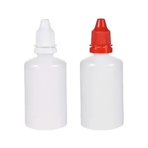 Flacons compte-gouttes vides en plastique, bouteilles à pression de 50ml/1.7 oz, avec bouchon, blanc/rouge, 10 pièces