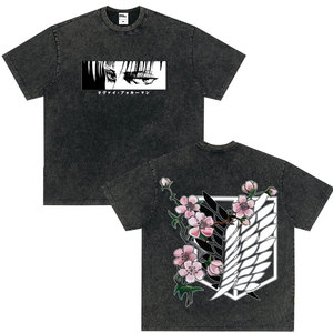 Washed retro anime <strong>Attack</strong> <strong>on</strong> <strong>Titan</strong> pattern <strong>T</strong>-<strong>shirt</strong>, men's cartoon comic <strong>T</strong>-<strong>shirt</strong>, men's retro oversized <strong>T</strong>-<strong>shirt</strong> - Product Image 2