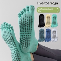 Chaussettes de yoga antidérapantes professionnelles pour femmes, chaussettes courtes fines en coton pour l'été, Pilates, sport, fitness, danse, chaussettes à cinq doigts