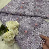 Tissu en dentelle écologique tissé avec des pierres de broderie guipure en diamant et des points ronds de luxe pour robes de filles et de garçons 2025