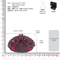 Rote Kristall-Abendclutch, Ovale Marquise-Strass-Diamant-Handtasche, Luxuriöse Damen-Handtasche für Hochzeiten und Partys mit Silberkette