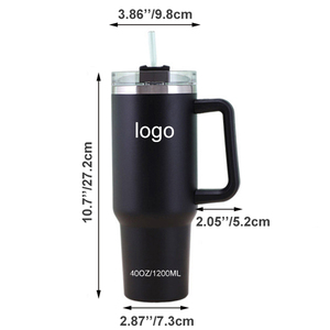 Commercio all'ingrosso a doppia parete in acciaio inox sottovuoto Coffee Mug Car Cup avventura 40oz Stan Cup Tumbler con manico e paglia - Product Image 2