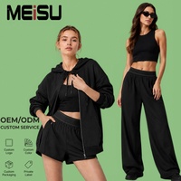 Ensemble Athleisure Haut de Gamme OEM : Veste à Capuche, Pantalon de Jogging, Soutien-Gorge de Sport à Fort Maintien – Vêtements de Fitness Personnalisables