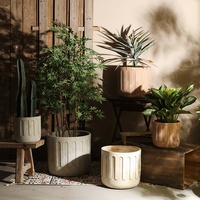 Pot de Fleur Vintage en Oxyde de Magnésium, Petit, Design Moderne, Intérieur en Céramique, Grand, Vert, pour Maison, Salon, Style Von