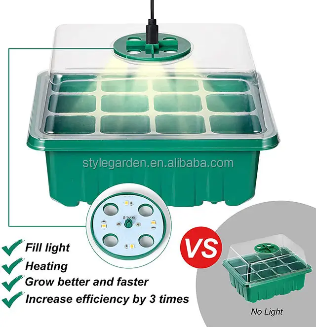 ถาดเพาะต้นไม้ในสวนถาดเพาะต้นกล้าถาดปลูกพืชไฮโดรโปนิกส์ไฟ LED