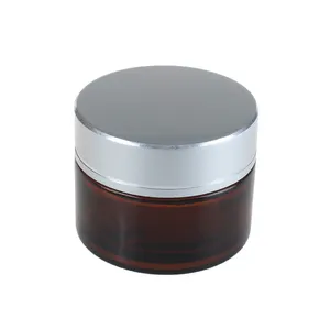 wholesale amber glass 100g clear cream jar with aluminium lid,100g brown glass jar or cream container ,100g glass eye cream jar