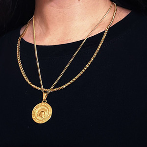 Collana con ciondolo guerriero spartano personalizzato per donna uomo collana a strati con gioielli placcati in oro in acciaio inossidabile set regalo di natale - Product Image 3