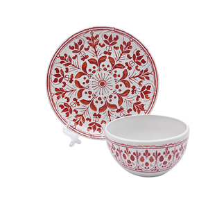 Оптовая продажа, Классическая многоцветная домашняя посуда с цветочным узором, набор керамических тарелок, набор чаш 10,5 дюймов, дешевый белый фарфор - Product Image 4