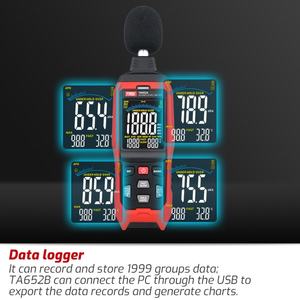 Sonometre numérique TASI TA652A 30~130dB pour la surveillance environnementale du bruit, fabriqué en plastique durable - Product Image 3