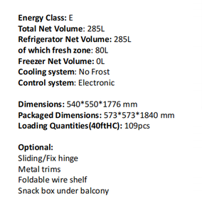 Réfrigérateur encastrable sans givre de 178 cm et 285 L pour la maison - Product Image 2