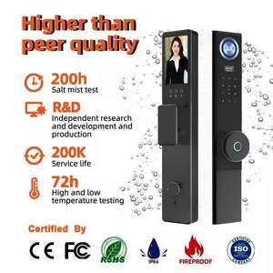 Serrure de porte intelligente Tuya avec caméra, reconnaissance faciale, serrure de porte intelligente biométrique avec logiciel et SDK gratuits de Silver Hotel Lock - Product Image 2