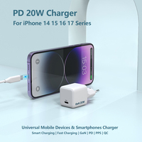 Cargador Rápido Personalizado para Teléfono Gan de 20 W, Tipo C, para iPhone, Samsung, Adaptador de Corriente para Teléfono Móvil, Cargador de Pared PD Mini Portátil de 20 W, USB C