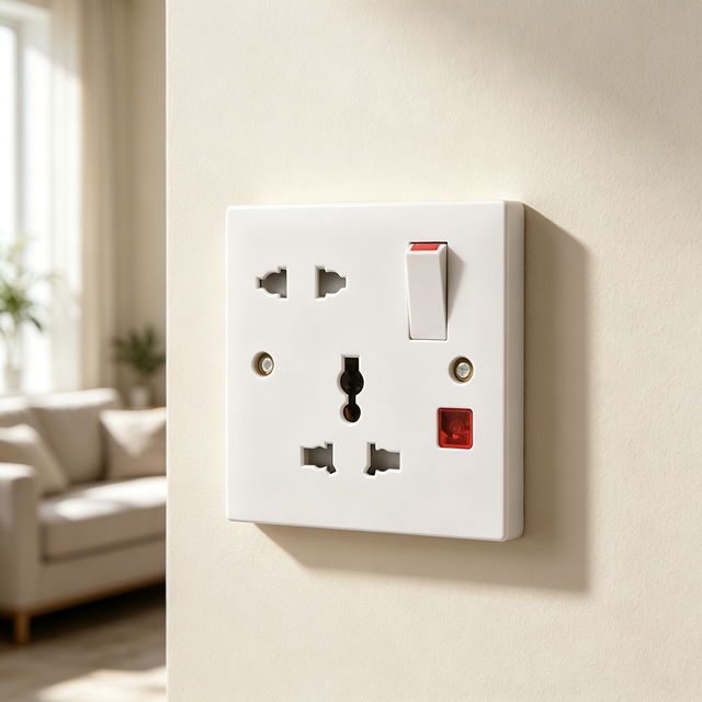 Multi Function UK Standard 13A 16A Switch Socket with Red Indicator Light Electric Outlets Wall Mounted Switches Socketed