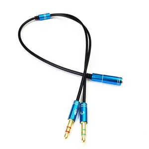Earphones Separate 2 In 1 Adapter Cable Metal Dual Revolution Female 3.5mm Gold Plated Braided Audio