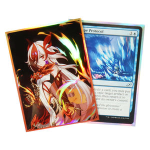 Nouvelles pochettes de cartes personnalisées haut de gamme en plastique holographique imperméable de haute qualité avec finition laser pour jeux de cartes - Product Image 2