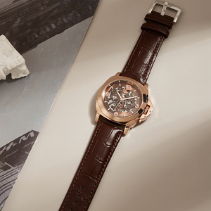 <span class=keywords><strong>Orologio</strong></span> Meccanico <span class=keywords><strong>Automatico</strong></span> di Lusso con Cassa in Lega da 24mm, Placcatura in Oro, <span class=keywords><strong>Cinturino</strong></span> in <span class=keywords><strong>Pelle</strong></span>, Quadrante Classico da 20cm per Uomo - Product Image 3