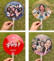 Éventail circulaire transparent en plastique grand format, double face imprimée, personnalisé, en promotion, pour le soutien des idoles Kpop