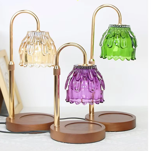 Cadeaux pour la fête des mères/anniversaire, lampe chauffe-cire à fleurs violettes avec minuterie et variateur d'intensité - Product Image 1