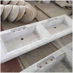 Top per lavabo integrato in marmo bianco di <span class=keywords><strong>Carrara</strong></span> 100% naturale italiano, doppio lavabo, ecologico, resistente al fuoco, superficie lucida - Product Image 3