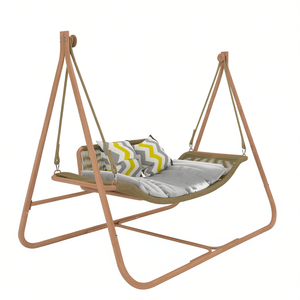 Support de chaise suspendue double JeSE en bois, capacité 570 lb, mobilier de patio extérieur, design contemporain - Product Image 1