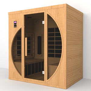 Vente directe d'usine, sauna infrarouge en bois massif de type hemlock avec panneau de commande informatique pour 3 à 4 personnes, utilisation en intérieur - Product Image 2