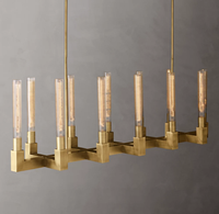 Lustre rectangle linéaire de luxe moderne de 55 pouces en laiton massif pour îlot de cuisine salon salle d'étude