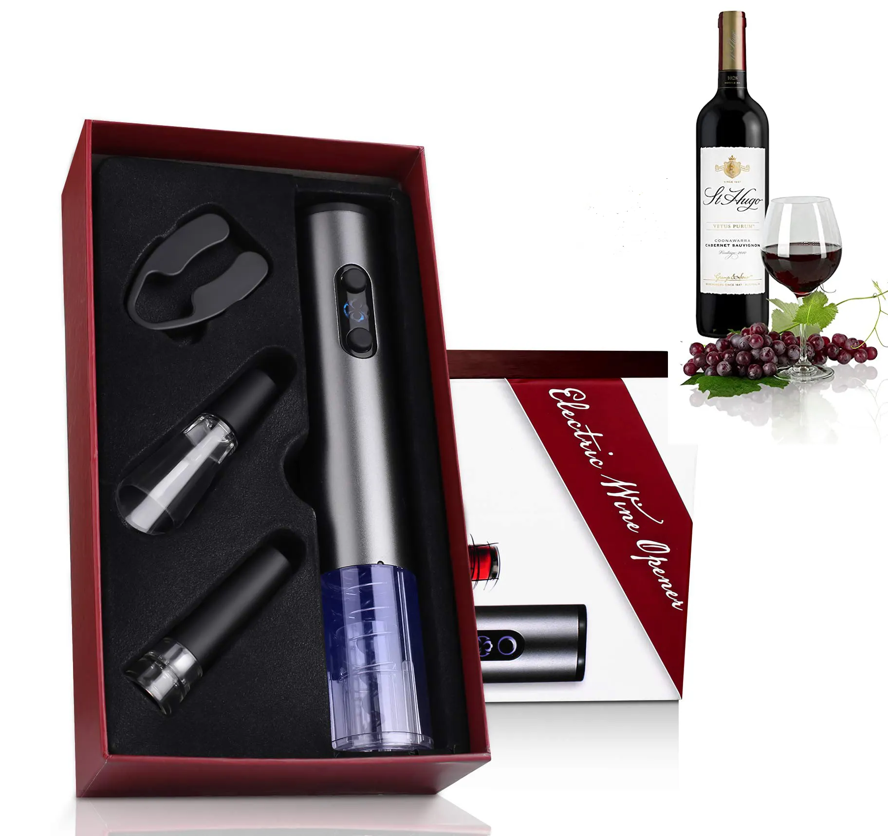 Kit de sacacorchos eléctrico automático, abridor de vino, accesorios de regalo con aireador de vino al vacío, productos más vendidos