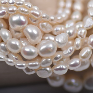 Perles d'eau douce naturelles fortes et fraîches de forme baroque pour femmes, perles en vrac à trous droits doubles faces, 3-11 mm - Product Image 4