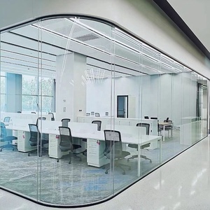 Cách âm tường kính Bảng điều chỉnh bán buôn tủ phòng Divider Acoustic <span class=keywords><strong>Modular</strong></span> văn phòng rõ ràng phân vùng tường với cửa ra vào - Product Image 2