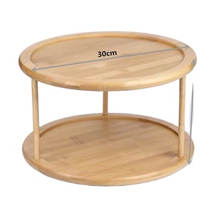 2层旋转竹香料架-360 ° 旋转组织器，用于厨房台面，用于罐和罐头食品的节省空间的存储 - Product Image 2