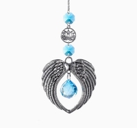 Meilleures ventes : Pendentif attrape-soleil en forme de boule avec ailes d'ange et cristaux de diamant, carillon éolien pour décoration de voiture et de maison pour Noël