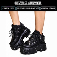 Bottes de sport gothiques punk à plateforme légère noires avec logo personnalisé CHENO pour femmes