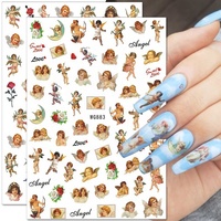 Qianya ange Cupidon ongles autocollants 3D jésus dieu amour ange Nail Art décalcomanies vierge marie ailes San Judas autocollants
