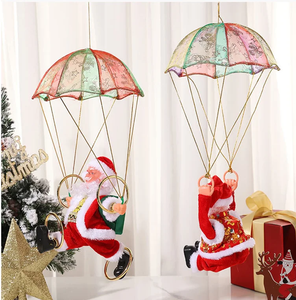Venta caliente colgante rotación Santa Claus juguetes paracaídas Santa muñecas eléctrico Musical árbol decoración Navidad Santa Claus regalo - Product Image 5