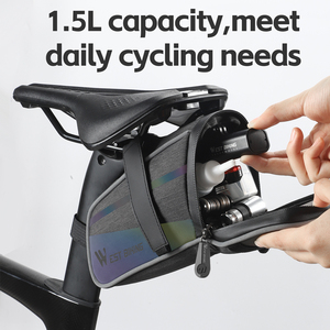 WEST BIKING Nuevo diseño 1.5L Bolsa trasera reflectante <span class=keywords><strong>para</strong></span> <span class=keywords><strong>bicicleta</strong></span> Bolsa de sillín de <span class=keywords><strong>bicicleta</strong></span> colorida portátil con diseño de luz trasera - Product Image 3