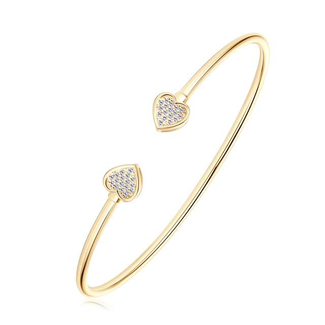 Wholesale 925 Sterling Silver Bracelets Charms Jewelry Real D Color Engagement Gift Full Moissanite Heart Cuff Bangle