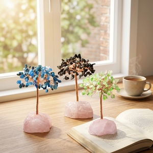 <span class=keywords><strong>Arbre</strong></span> de Vie en Cristal Naturel avec Base en Quartz Rose, <span class=keywords><strong>Arbre</strong></span> de Guérison en Pierres Précieuses Fait Main pour la Décoration Feng Shui de la Maison et du Bureau - Product Image 2