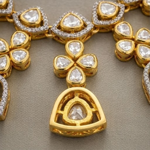 Conjunto de Collar y Pendientes de Plata 925 con Moissanita y Kundan, Joyería Nupcial de Diseño, Colección Tradicional para Mujer, Regalo - Product Image 5