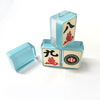 Jeu de tuiles de mahjong en cristal, qualité professionnelle de casino, personnalisé, rectangle personnalisé, ensemble de divertissement, Cale 10 32 King Tony Blue 0
