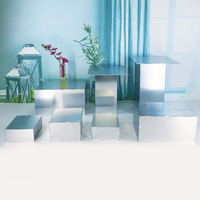 Ensemble de 9 pièces de luxe en acrylique argenté pour buffet, présentoir moderne poli pour desserts et aliments, idéal pour mariages et réceptions