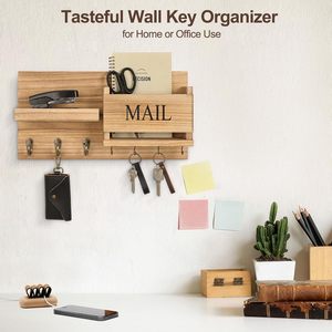 Organizzatore Postale Vintage <span class=keywords><strong>in</strong></span> <span class=keywords><strong>Legno</strong></span> Grigio Rustico <span class=keywords><strong>da</strong></span> <span class=keywords><strong>Parete</strong></span> con Portachiavi, Mensola e Ganci per Lettere, Ideale per Arredamento Rustico - Product Image 4
