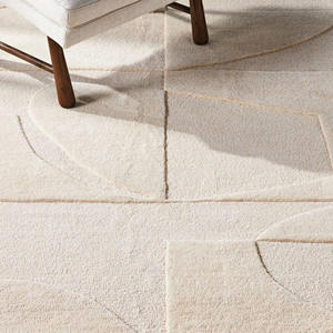 Nordic Tone-on-Tone Wool Rug | Customizable Minimalist Relief Rug | Architectural Cream Tone Floor Art - Product Image 4